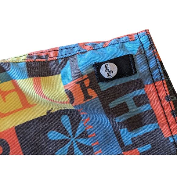 Rhythm Shorts Mens 34 Swim Trunks Board Colorful Print Surf Beachwear Drawstring - Picture 7 of 12